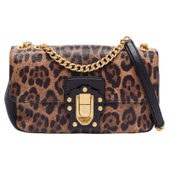 Dolce & Gabbana Lucia Umhängetasche aus Leder mit braunem/Schwarzem Leopardenmuster