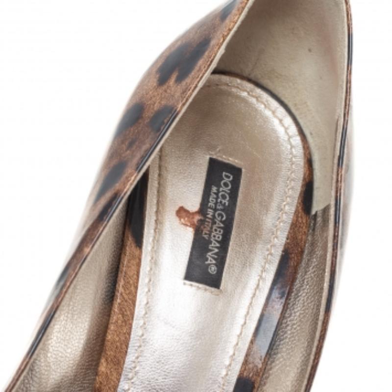 Dolce & Gabbana Marrone/Nero con stampa leopardata, Pompe a punta aperta Taglia 41 In condizioni buone in vendita a Dubai, Al Qouz 2