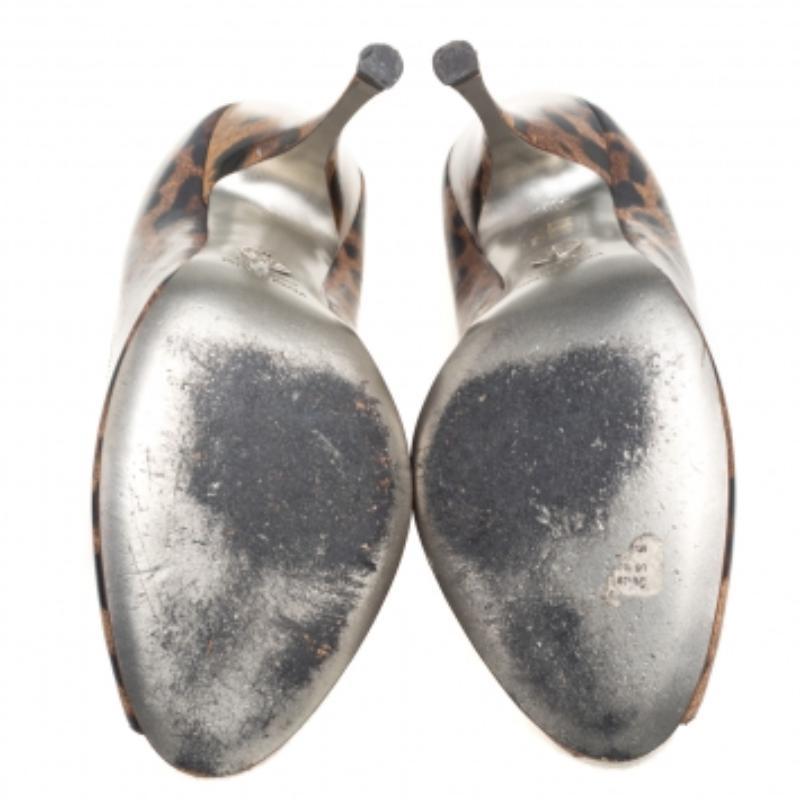 Dolce & Gabbana Marrone/Nero con stampa leopardata, Pompe a punta aperta Taglia 41 in vendita 1