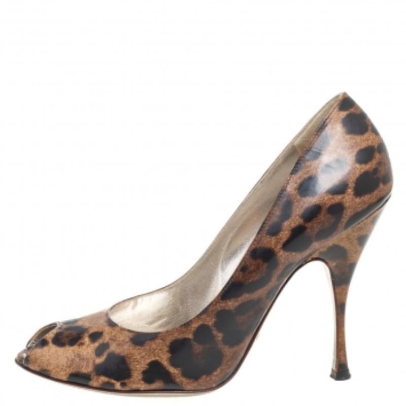 Dolce & Gabbana Marrone/Nero con stampa leopardata, Pompe a punta aperta Taglia 41 in vendita 3