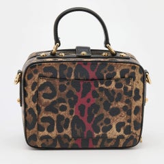 Dolce & Gabbana Brown/Black Print Coated Canvas and Leather Dauphine Box Bag