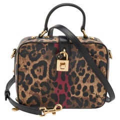 Dolce & Gabbana Brown/Black Print Coated Canvas and Leather Dauphine Box Bag