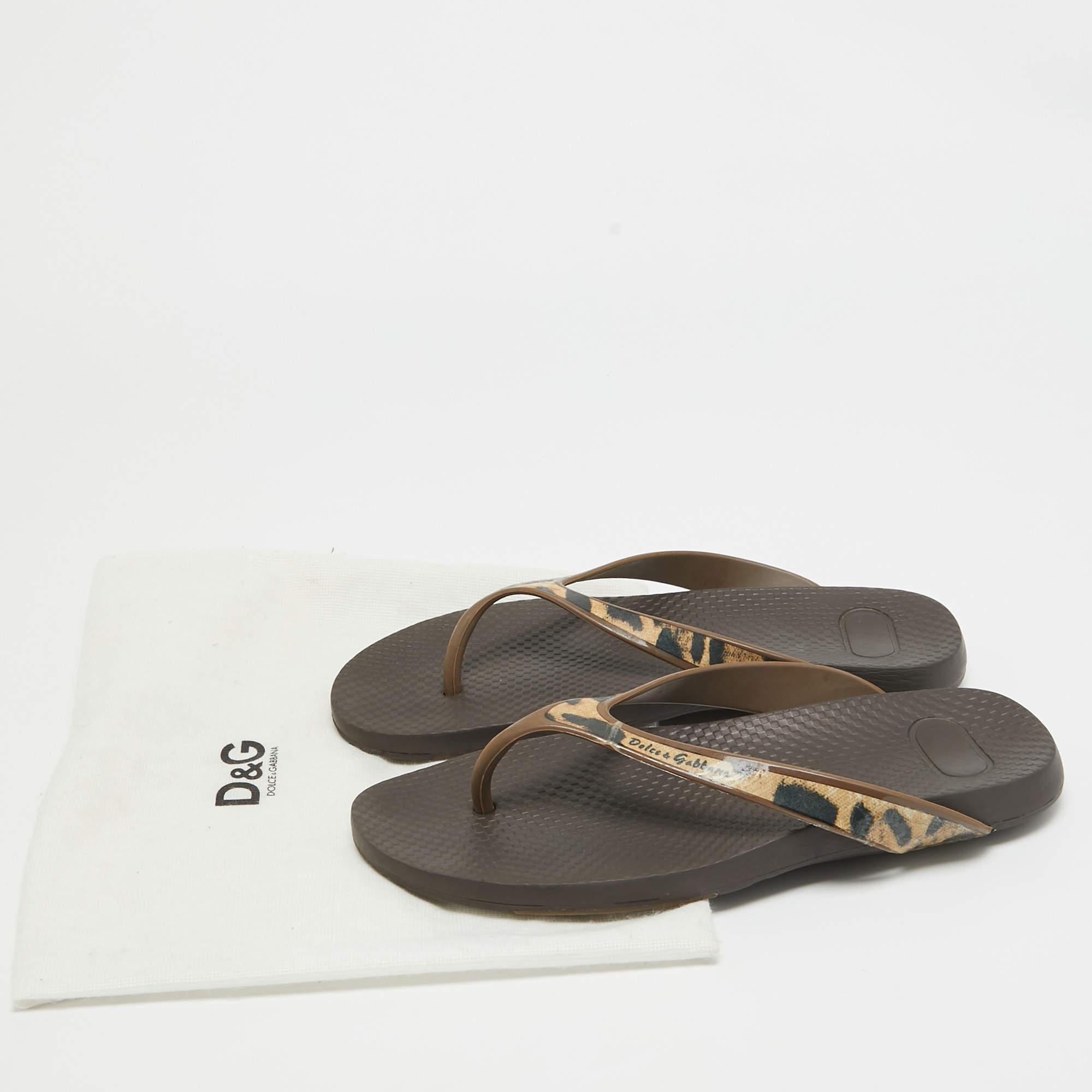 Sandalias de caucho con estampado de tigre marrón/negro Dolce & Gabbana talla 39 4