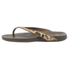 Dolce & Gabbana Brown/Black Tiger Print Rubber Thong Sandals Size 39