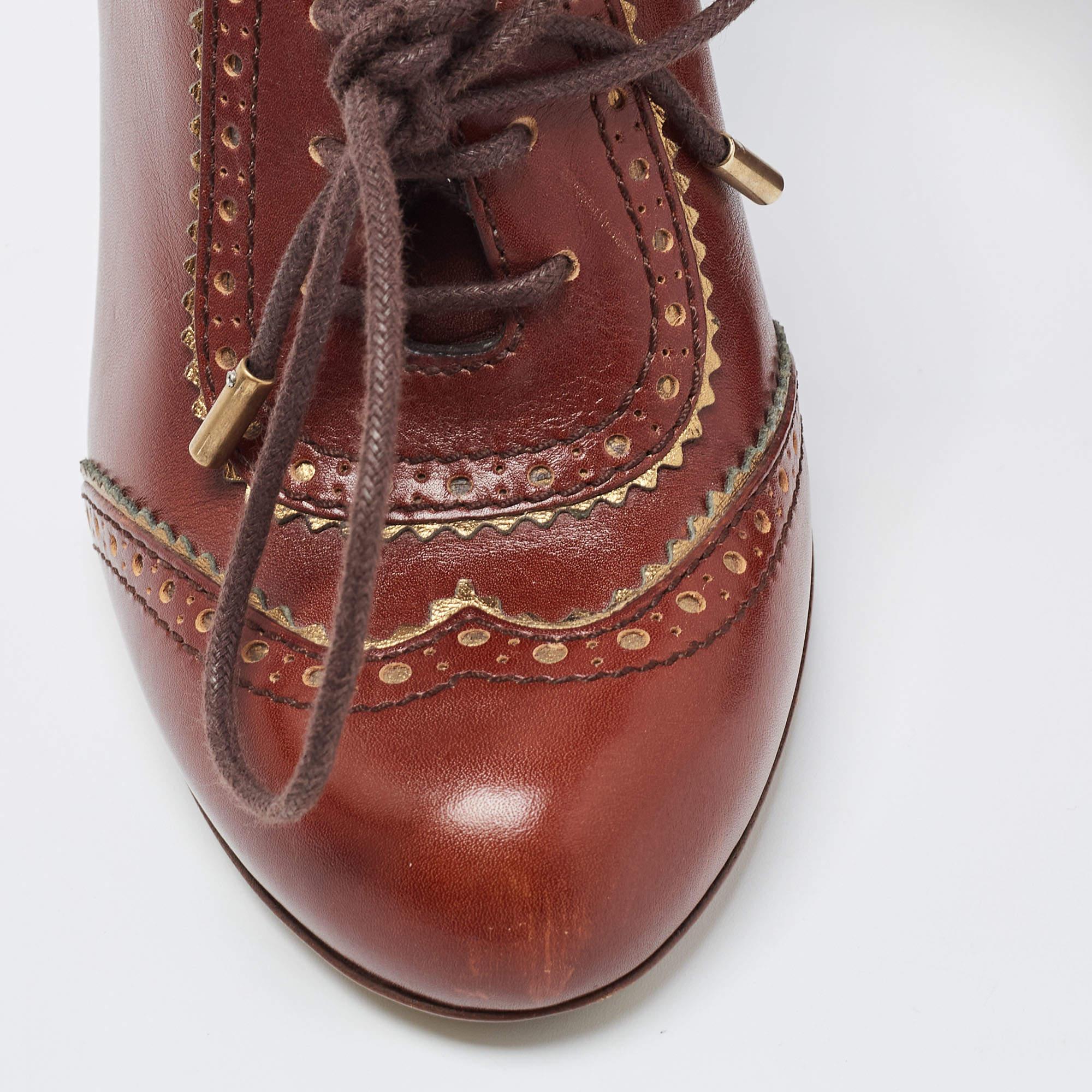 Dolce & Gabbana Brown Brogue Leather Loafer Pumps Size 39 3