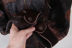 Dolce & Gabbana  Brown Calfskin Circular Patchwork Leather Zip Front Jacket