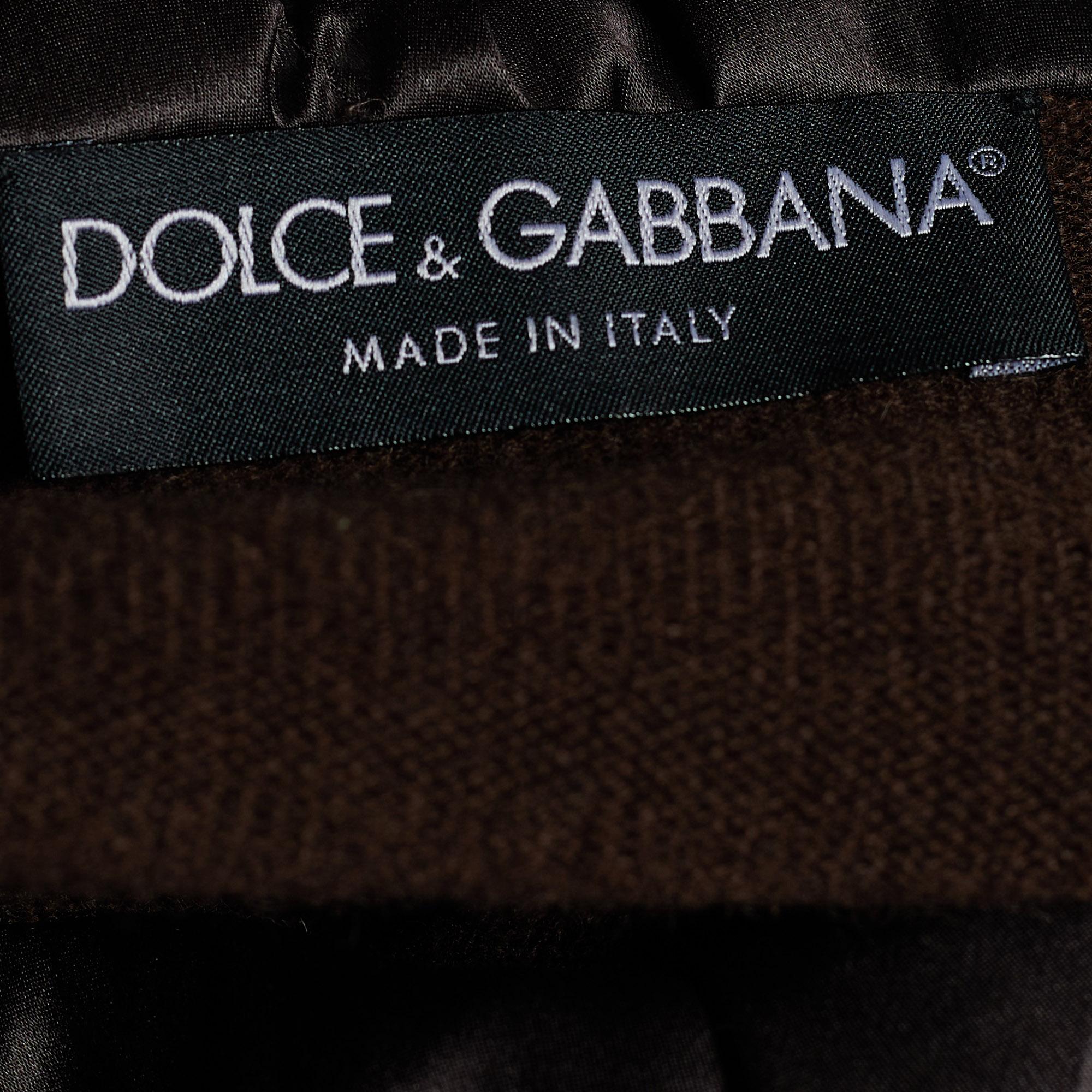 Women's Dolce & Gabbana Brown Cashmere & Silk Draped Neck Sweater S