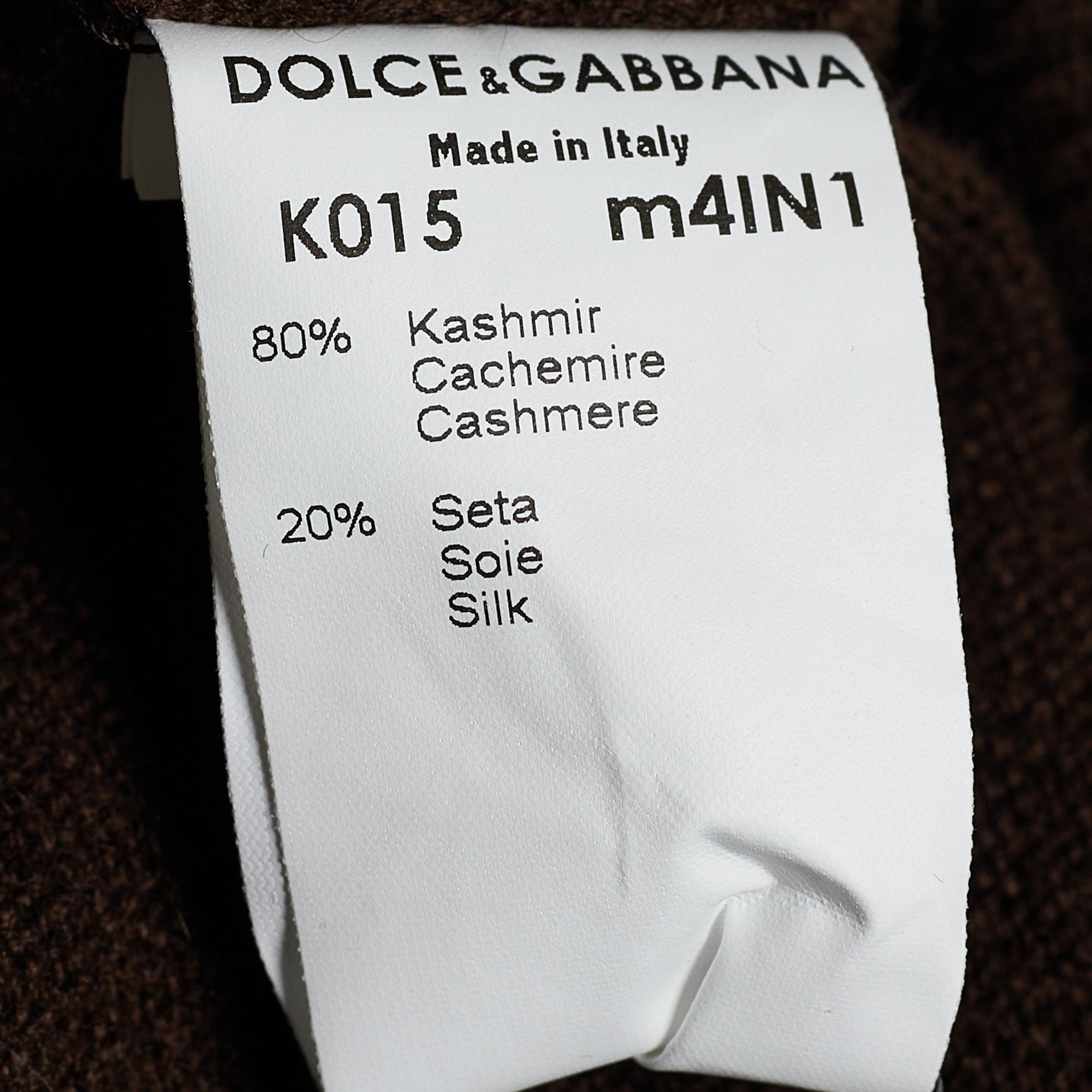 Dolce & Gabbana Brown Cashmere & Silk Draped Neck Sweater S 1
