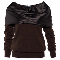 Dolce & Gabbana Brown Cashmere & Silk Draped Neck Sweater S