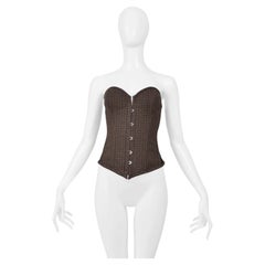 Dolce & Gabbana Brown Check Wool Corset With Laces
