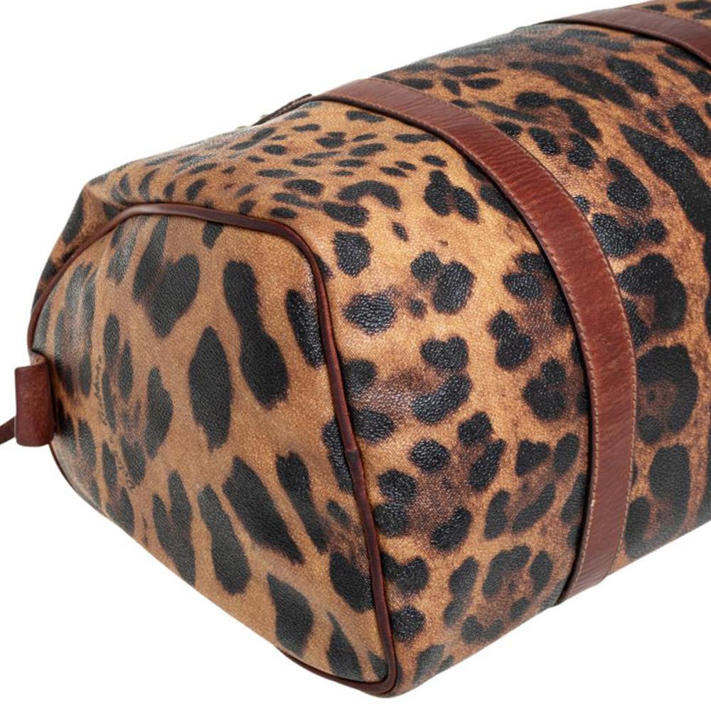 Dolce & Gabbana Brown Coated Canvas And Leather Boston Bag 6