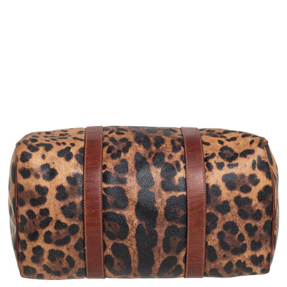 Dolce & Gabbana Brown Coated Canvas And Leather Boston Bag 7