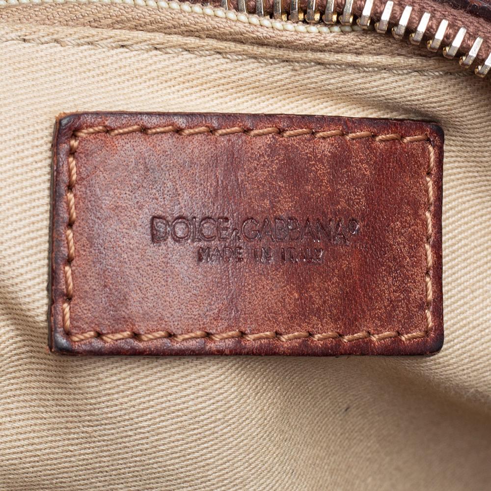 Dolce & Gabbana Brown Coated Canvas And Leather Boston Bag 2