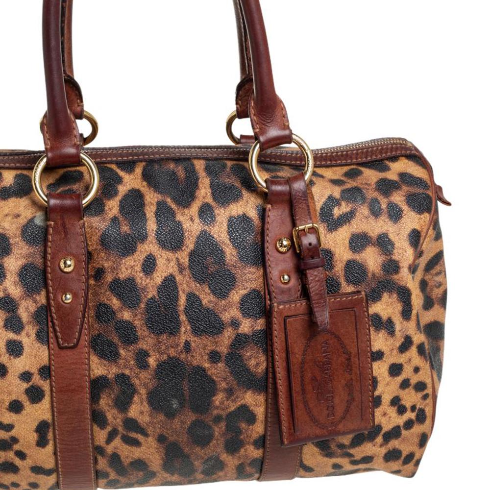 Dolce & Gabbana Brown Coated Canvas And Leather Boston Bag 4