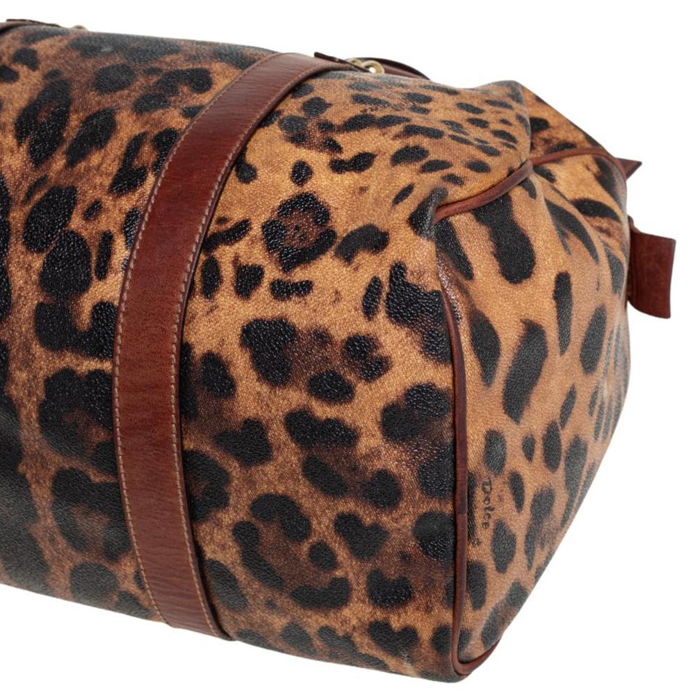 Dolce & Gabbana Brown Coated Canvas And Leather Boston Bag 5