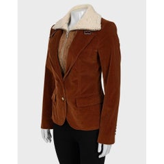 Dolce & Gabbana Braun Cord Jacke Abnehmbarer Pelz Sz.42/M