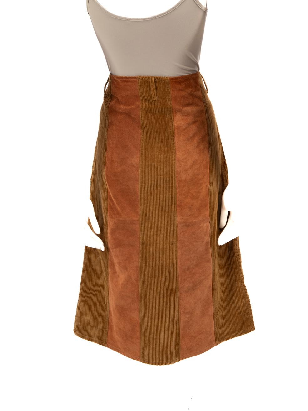Dolce & Gabbana Brown & Corduroy Suede Knee-length Skirt Size S In Good Condition In London, GB