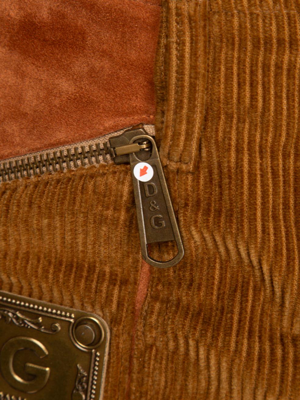 Dolce & Gabbana Brown & Corduroy Suede Knee-length Skirt Size S 2