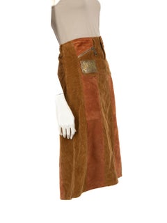 Dolce & Gabbana Brown & Kord Wildleder Midirock Größe S