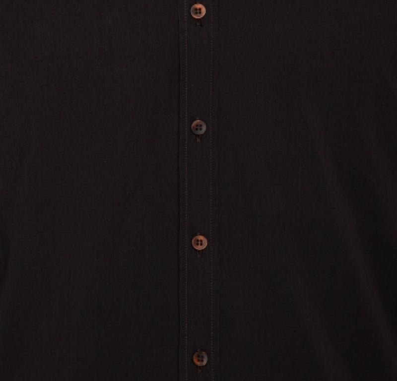 Dolce & Gabbana Brown Cotton Button Front Shirt XXL For Sale 1