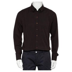 Dolce & Gabbana Brown Cotton Button Front Shirt XXL