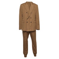 Dolce 
Gabbana Brown Baumwolle Double-Breasted Pants Anzug 4XL