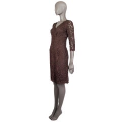 DOLCE & GABBANA brown cotton LACE 3/4 Sleeve Dress 40