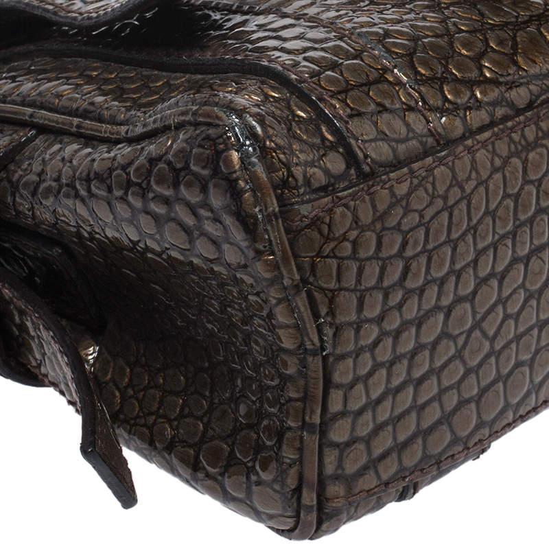 Dolce & Gabbana Brown Croc Embossed Patent Leather Miss Easy Way Shoulder Bag For Sale 7