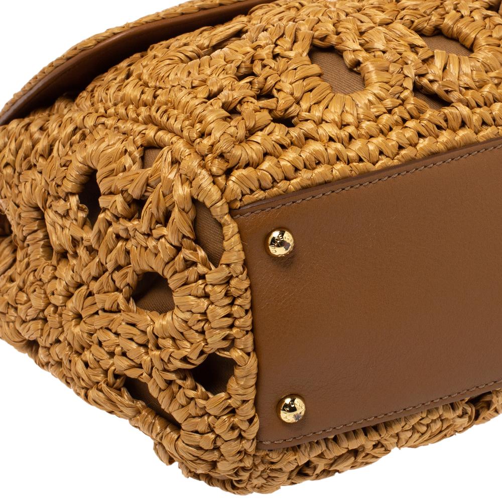 Dolce & Gabbana Brown Crochet Raffia Large Miss Sicily Top Handle Bag 1