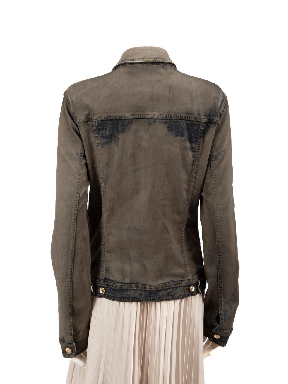 Gray Dolce & Gabbana Brown Denim Crown Collar Jacket Size XXXL