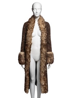 Dolce & Gabbana Brown Embellished Suede & Shearling Coat, FW 2001