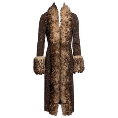 Dolce & Gabbana Brown Embellished Suede & Shearling Coat, FW 2001