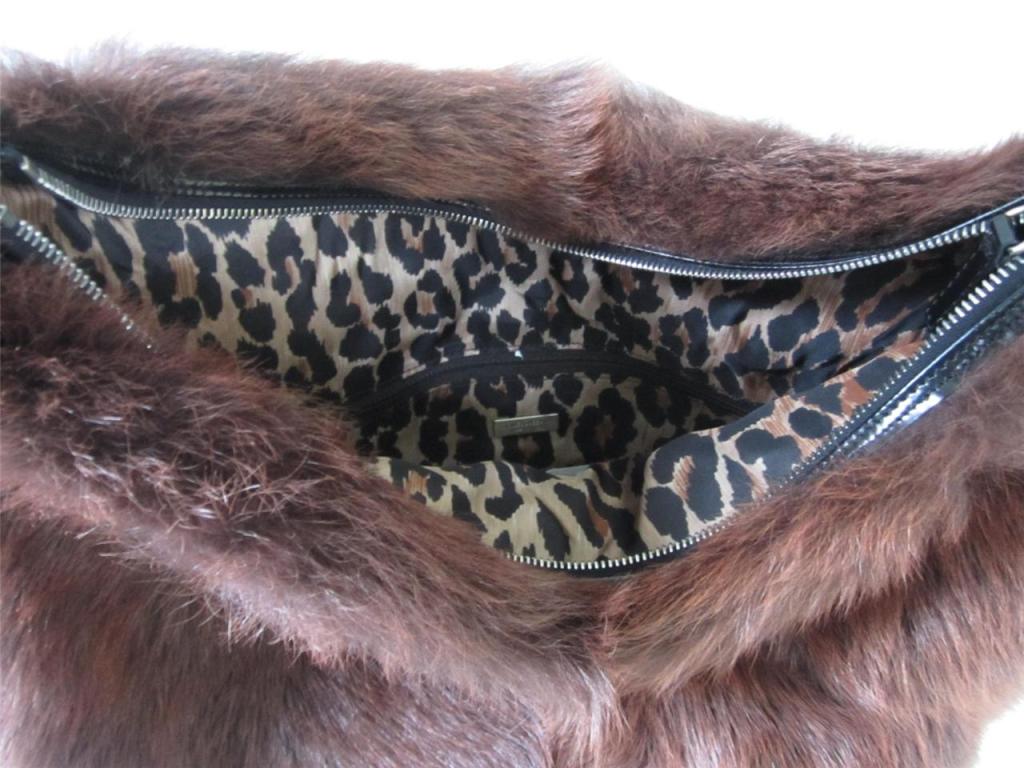 DOLCE & GABBANA Brown Fur Tote Bag Handtasche HOBO Purse New Never used  im Zustand „Neu“ im Angebot in Wallkill, NY