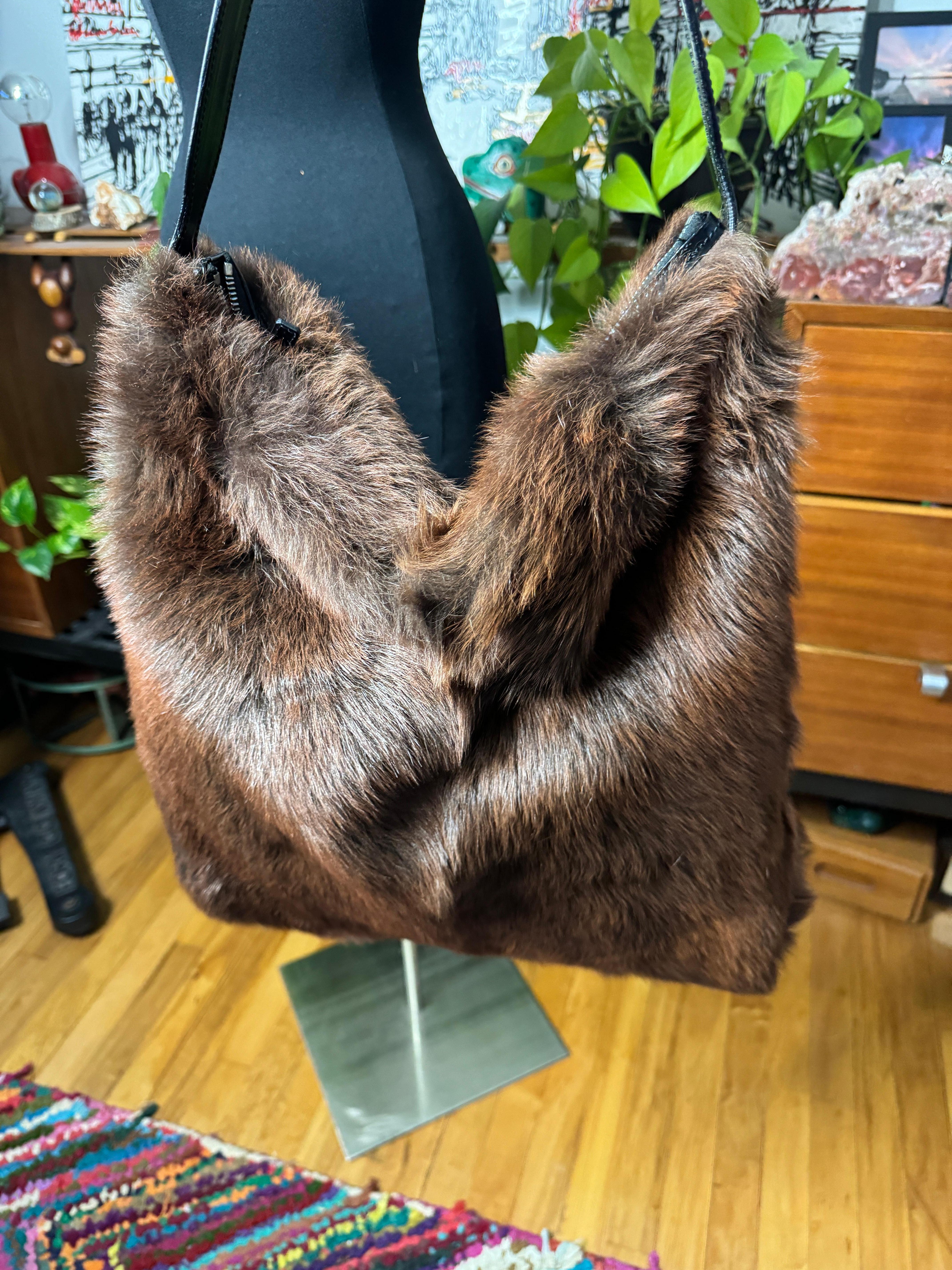 DOLCE & GABBANA Brown Fur Tote Bag Handbag HOBO Purse New Never used en vente 3