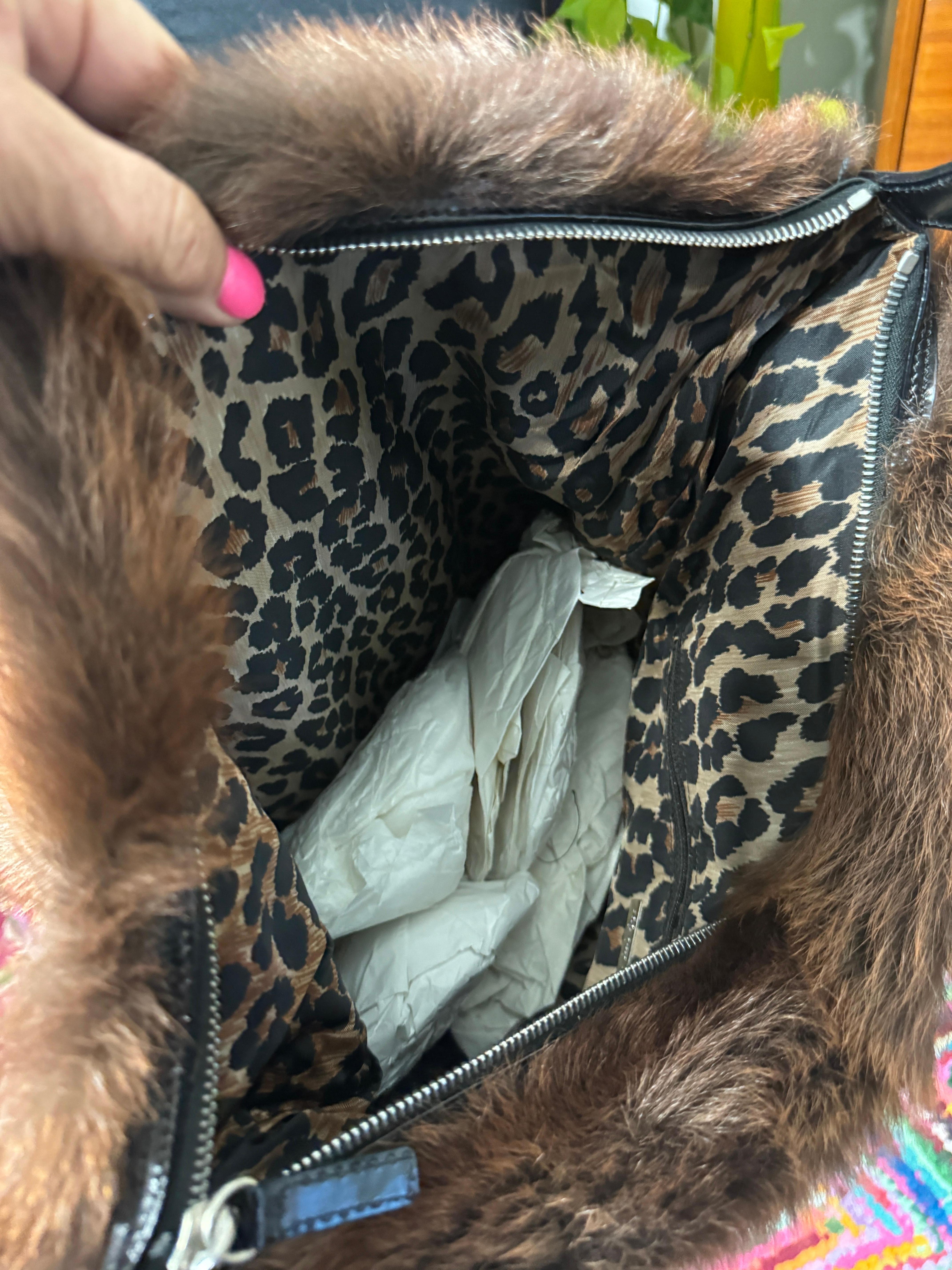 DOLCE & GABBANA Brown Fur Tote Bag Handbag HOBO Purse New Never used en vente 4