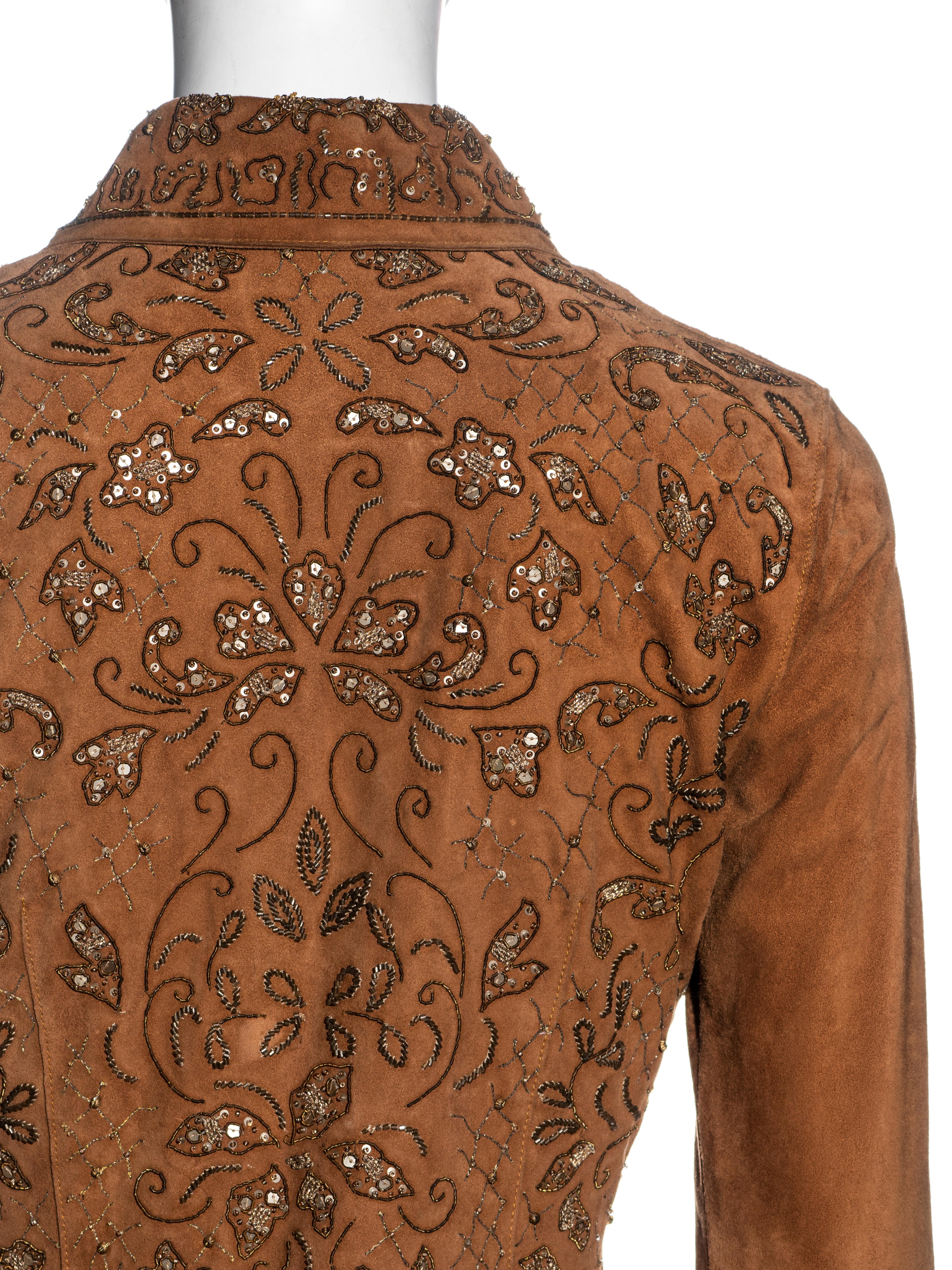 Dolce & Gabbana brown goat suede embellished shirt, ss 2001 For Sale 5
