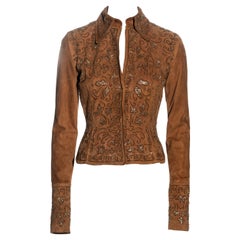 Dolce & Gabbana brown goat suede embellished shirt, ss 2001