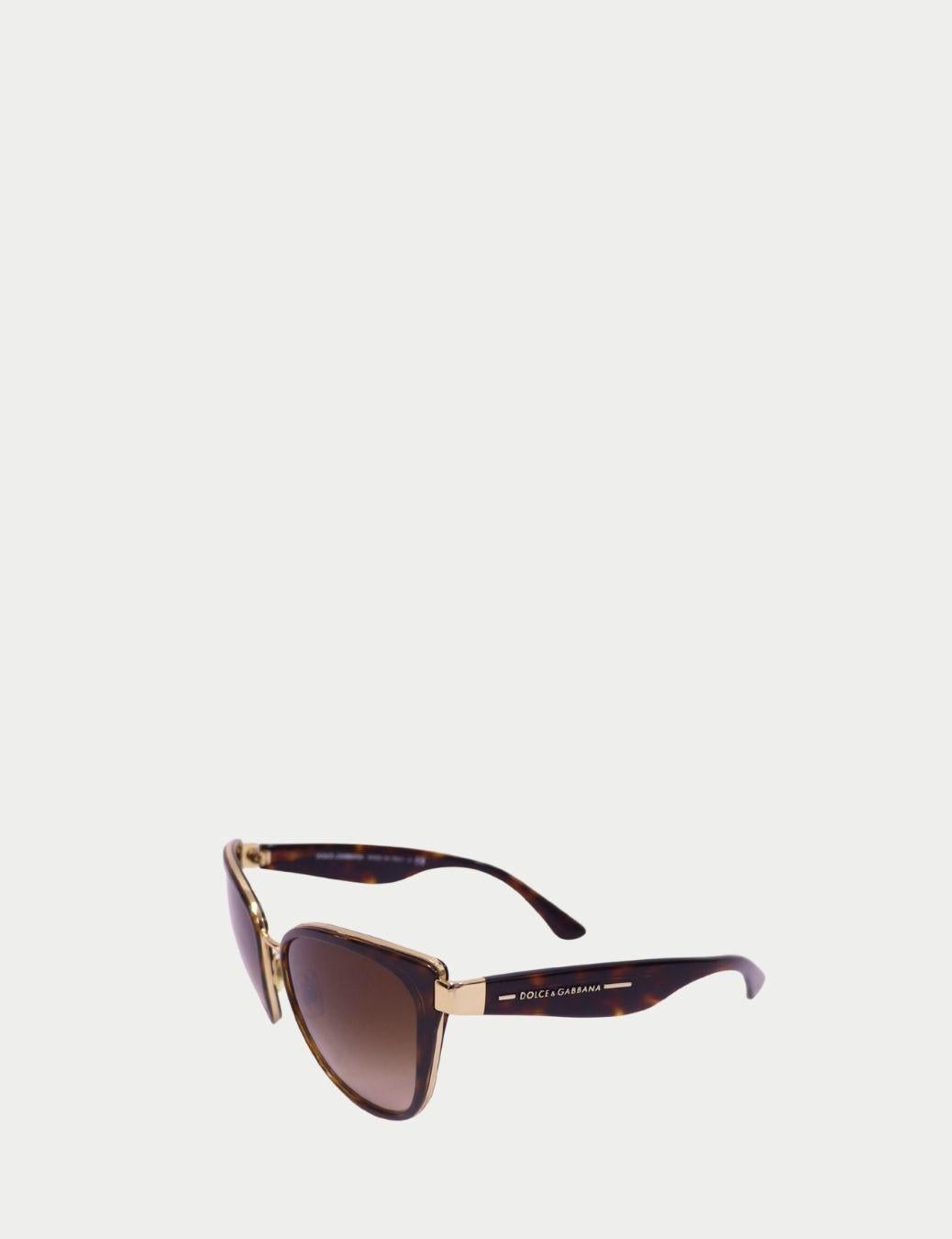 Gafas de sol Dolce & Gabbana Gradiente Marrón con Detalles Dorados en venta 2