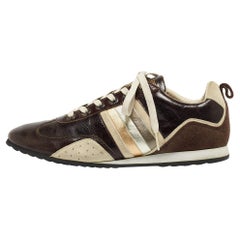 Dolce & Gabbana Brown/Grey Leather and Suede Low Top Sneakers Size 41