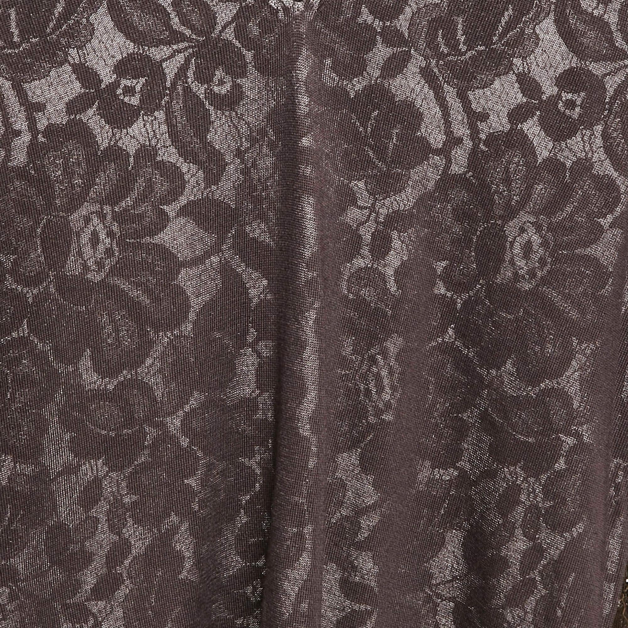 Nero Dolce & Gabbana Top marrone in jersey e pizzo con scollo a V S.I.V.A. in vendita