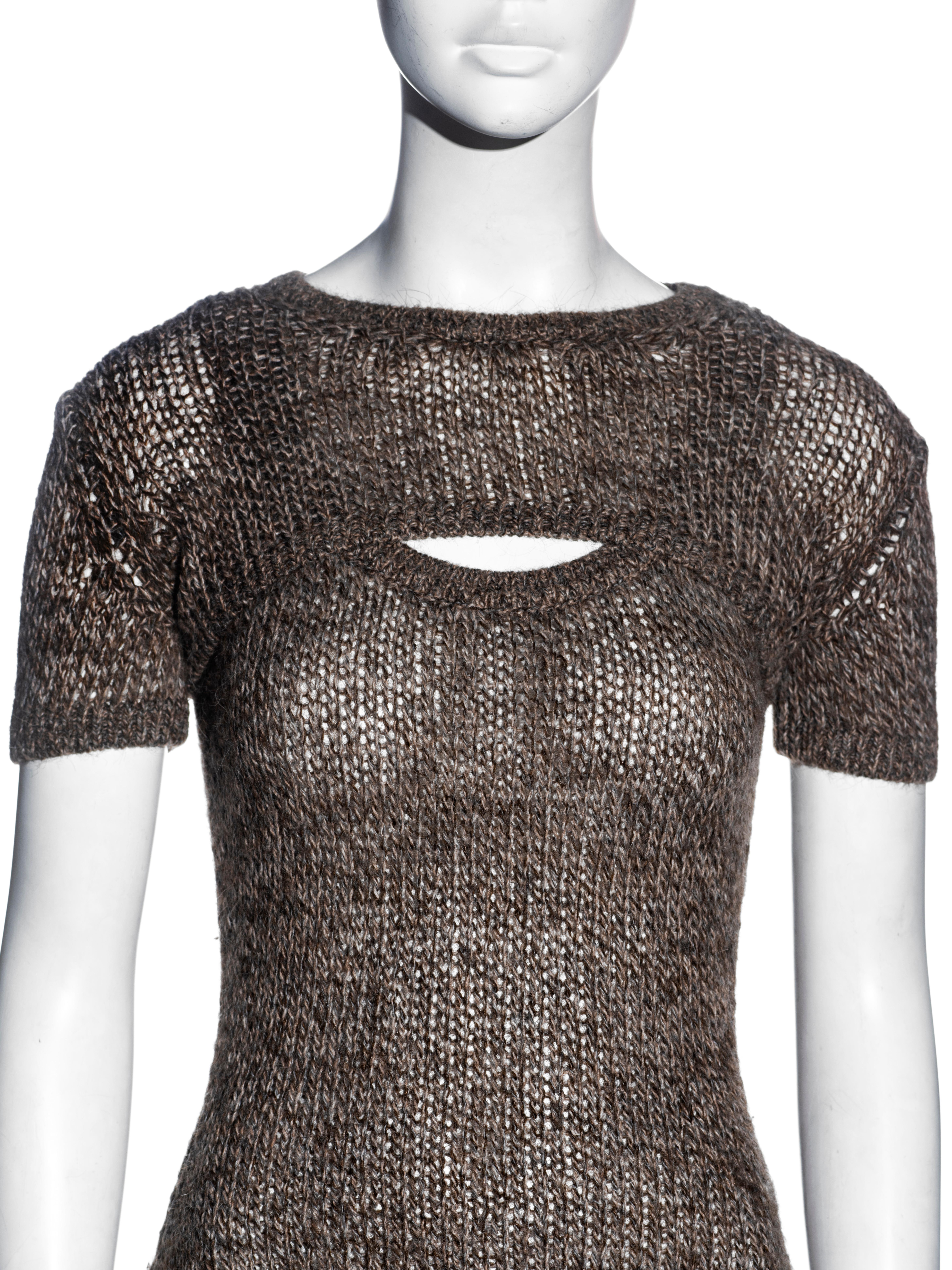 Black Dolce & Gabbana brown knitted tank and crop top set, ss 1999 For Sale
