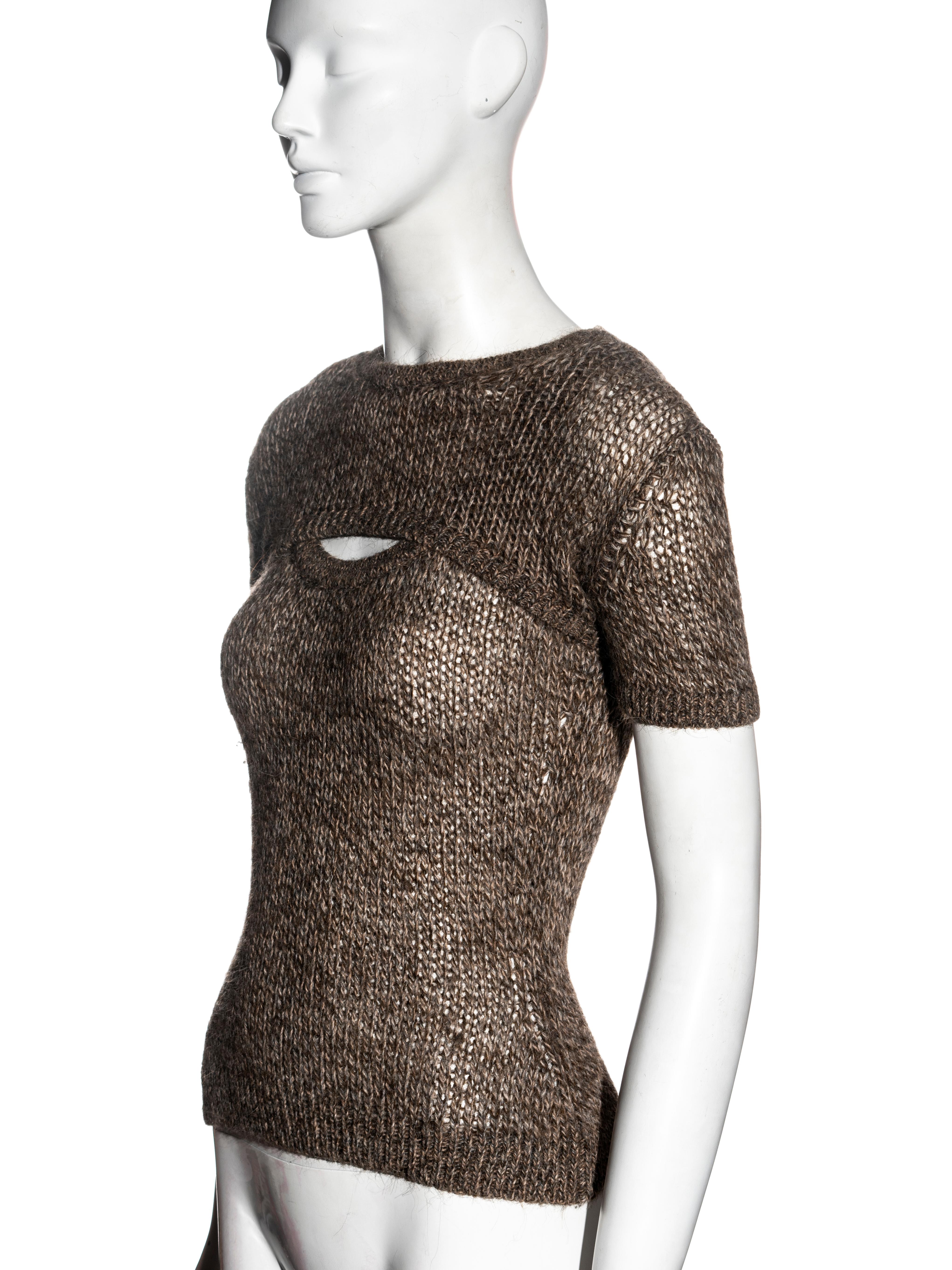 Dolce & Gabbana brown knitted tank and crop top set, ss 1999 In Excellent Condition For Sale In London, GB