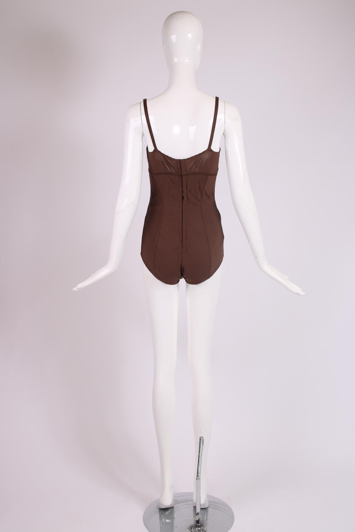 Brauner Spitzen-Bodysuit von Dolce & Gabbana  im Zustand „Hervorragend“ im Angebot in Studio City, CA