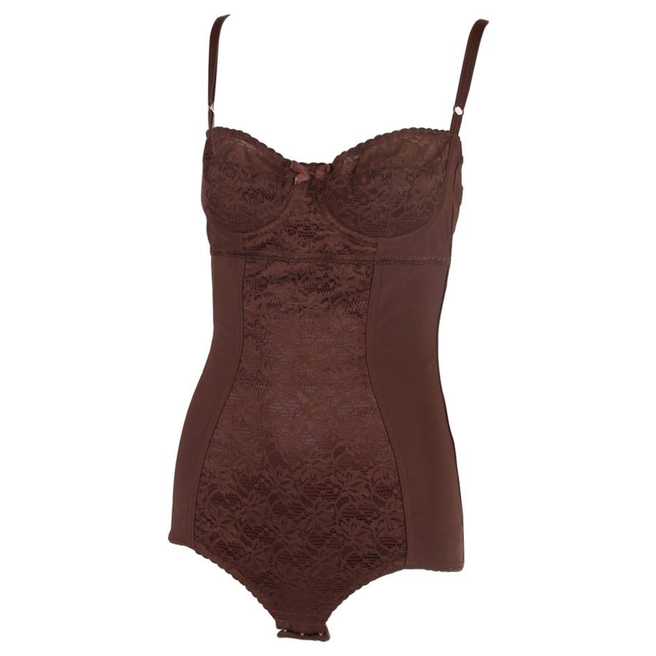 Dolce & Gabbana Brown Lace Bodysuit  For Sale