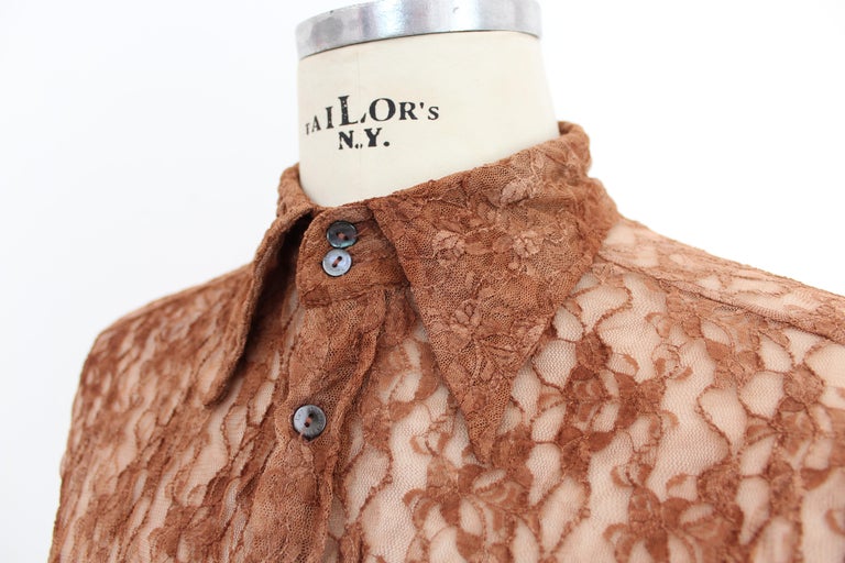 2000s Dolce & Gabbana Brown and Blue Color Blocked Shirt
