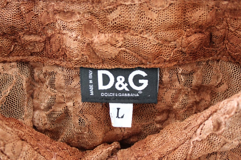 Dolce and Gabbana Brown Lace Cotton Shirt Men's 2000s at 1stDibs