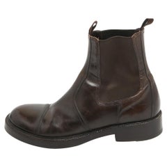 Dolce & Gabbana Brown Leather Ankle Boots Size 44