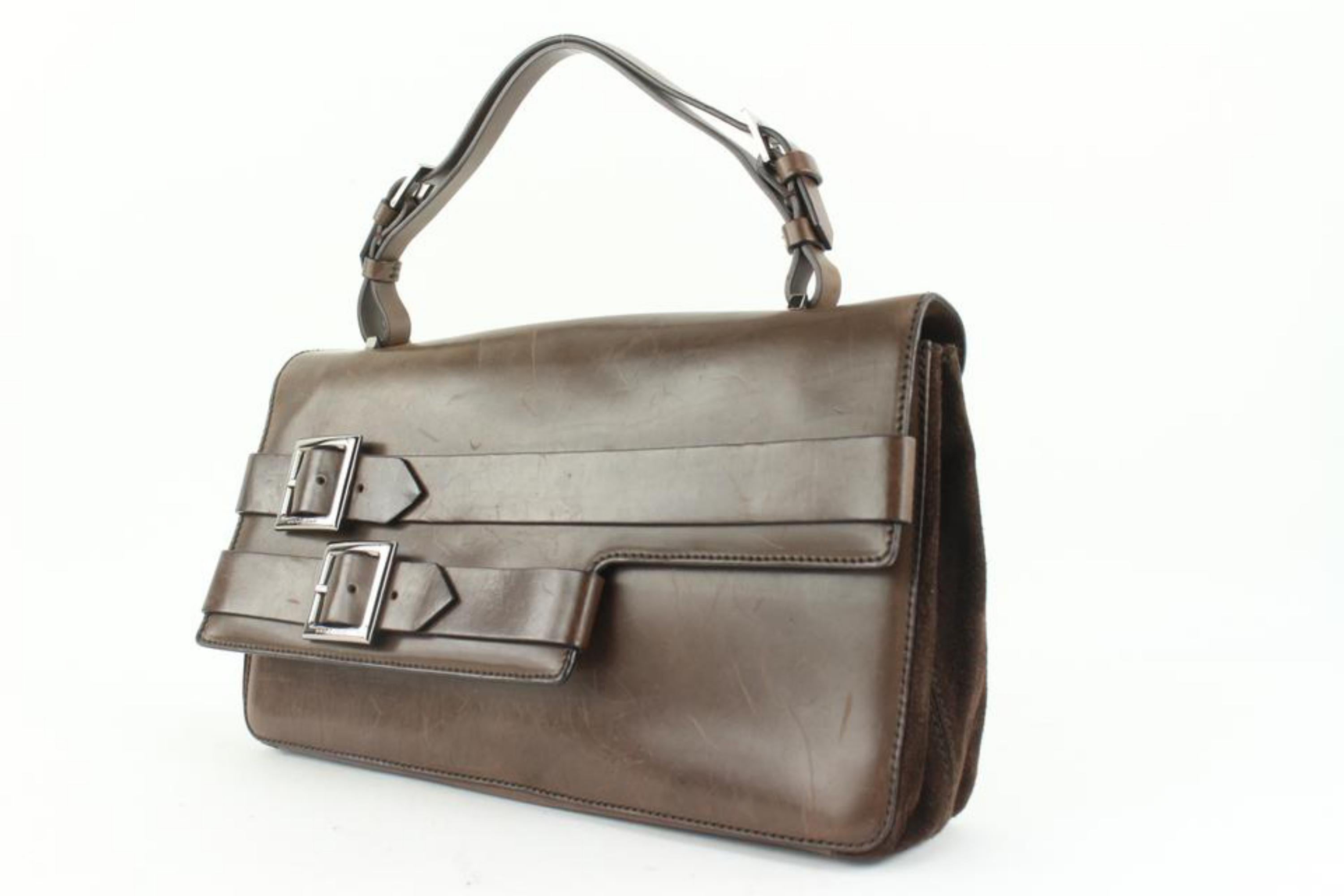 Dolce & Gabbana Brown Leather Belt Buckle Motif Top Handle Satchel Bag 4DG111
Made In: Italy
Measurements: Length: 13 