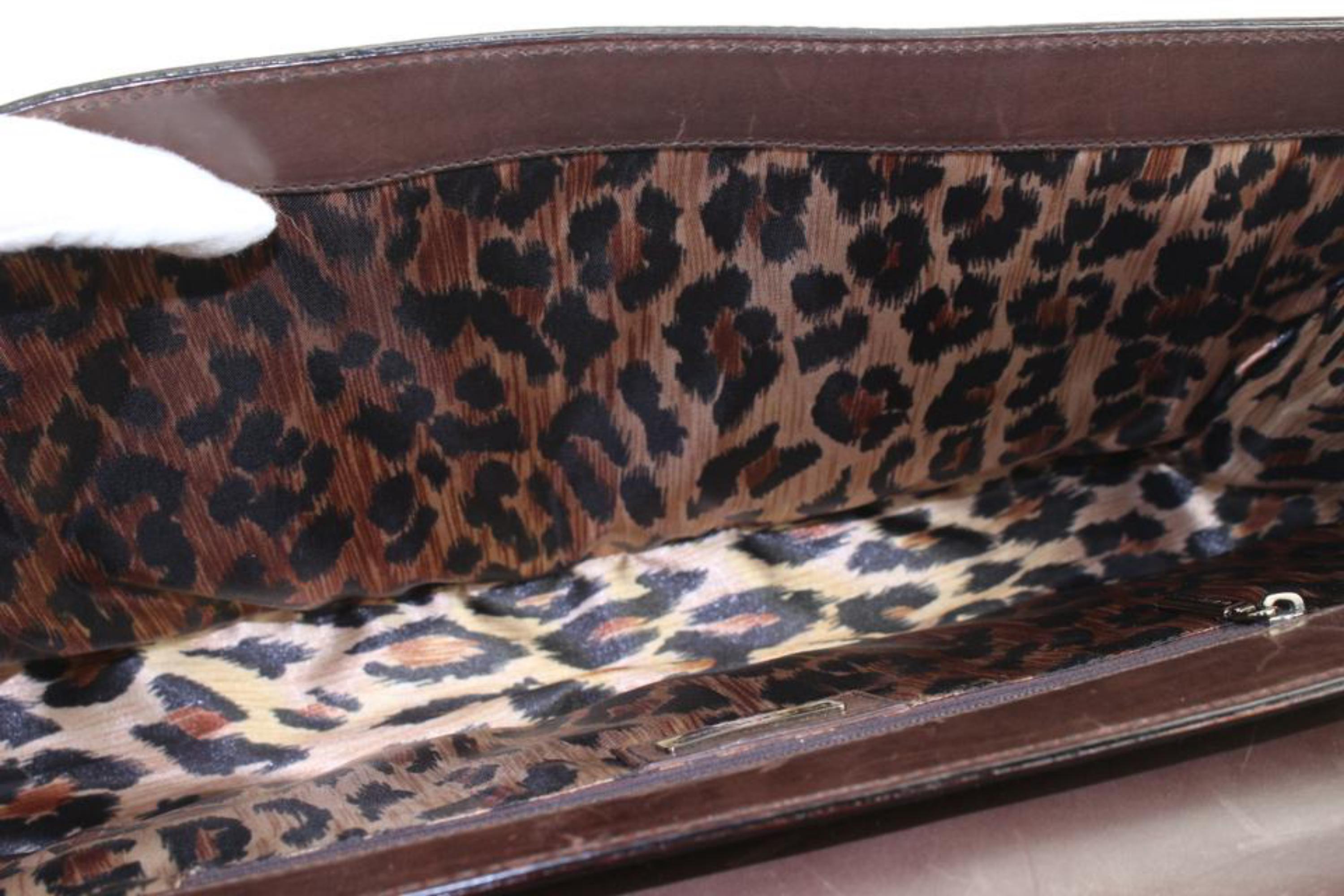 Dolce & Gabbana Brown Leather Belt Buckle Motif Top Handle Satchel Bag 4DG111 Bon état - En vente à Dix hills, NY