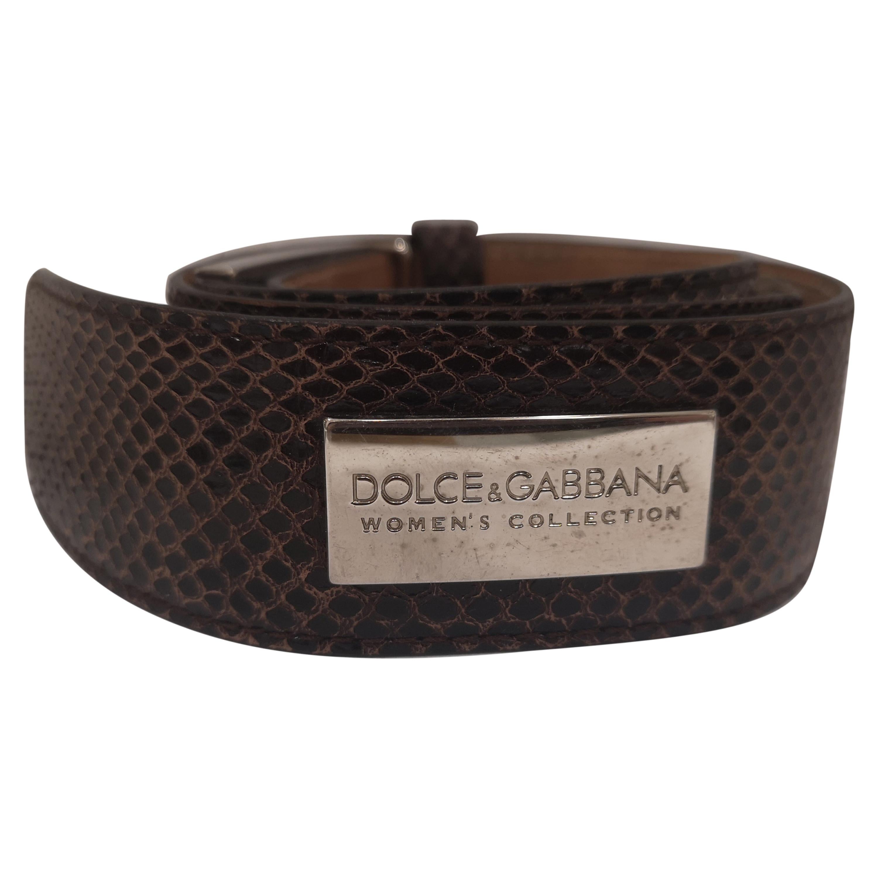 Dolce & Gabbana brown leather belt For Sale